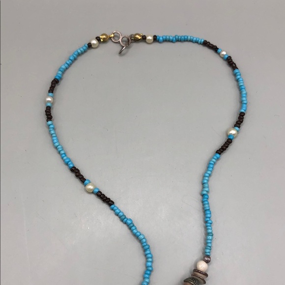 Vintage artisan handmade ceramic heart beaded necklace romantic whimsy boho. - Picture 5 of 8